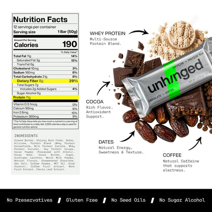 Chocolate & Coffee Caffeinated Protein Bar (12-pack)